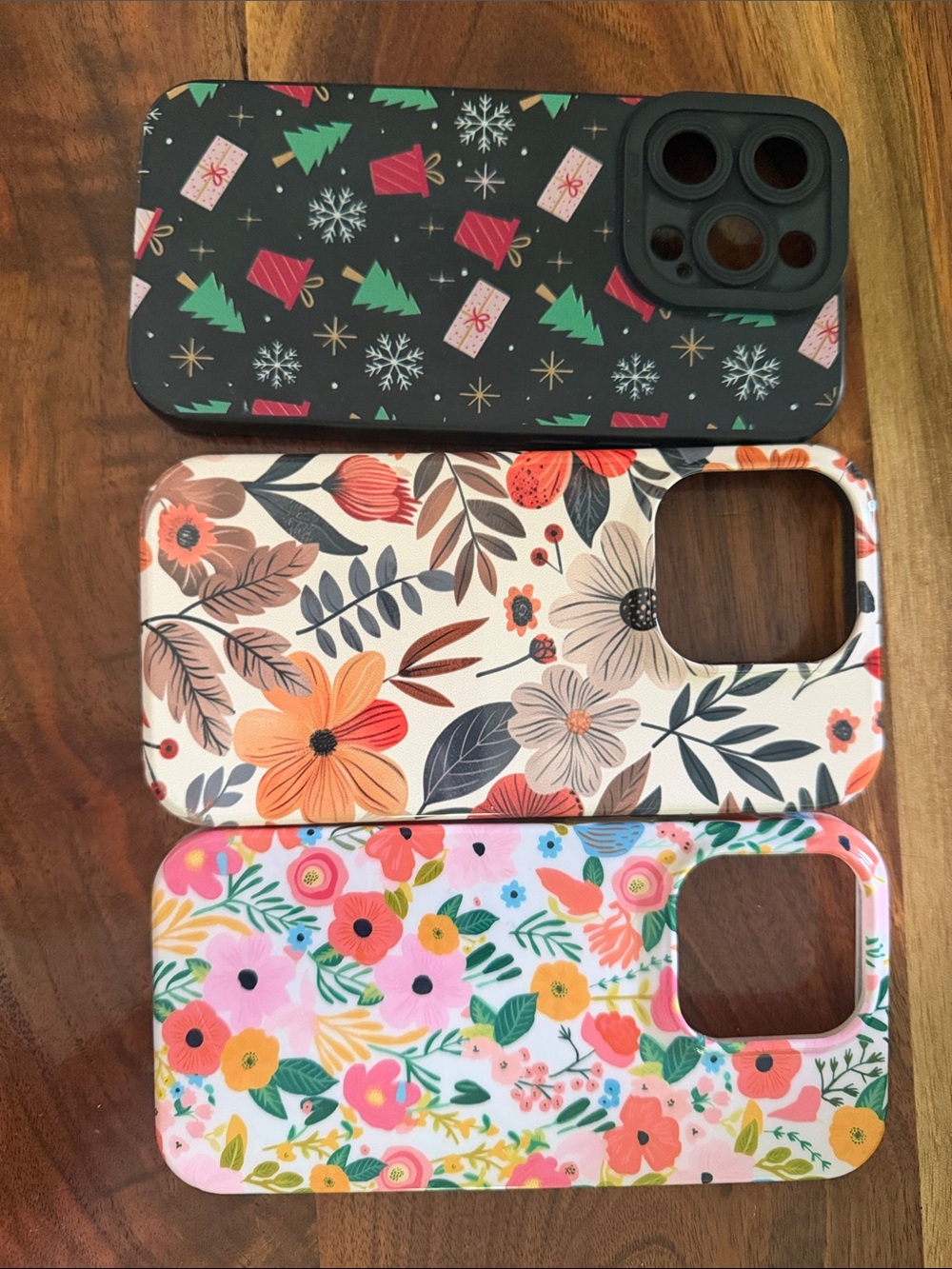 Floral & Holiday Pattern Phone Case Set - Pink, White, Black IPhone 14 Pro